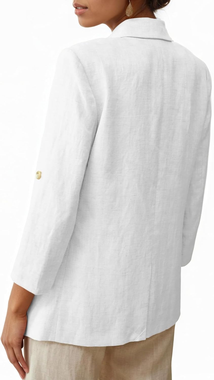 Mina Self 2026 Women's Summer Linen Blazer 3/4 Sleeve Long Lightweight Fully-Lined Trendy Casual Work Office Suit Jackets - Image 3