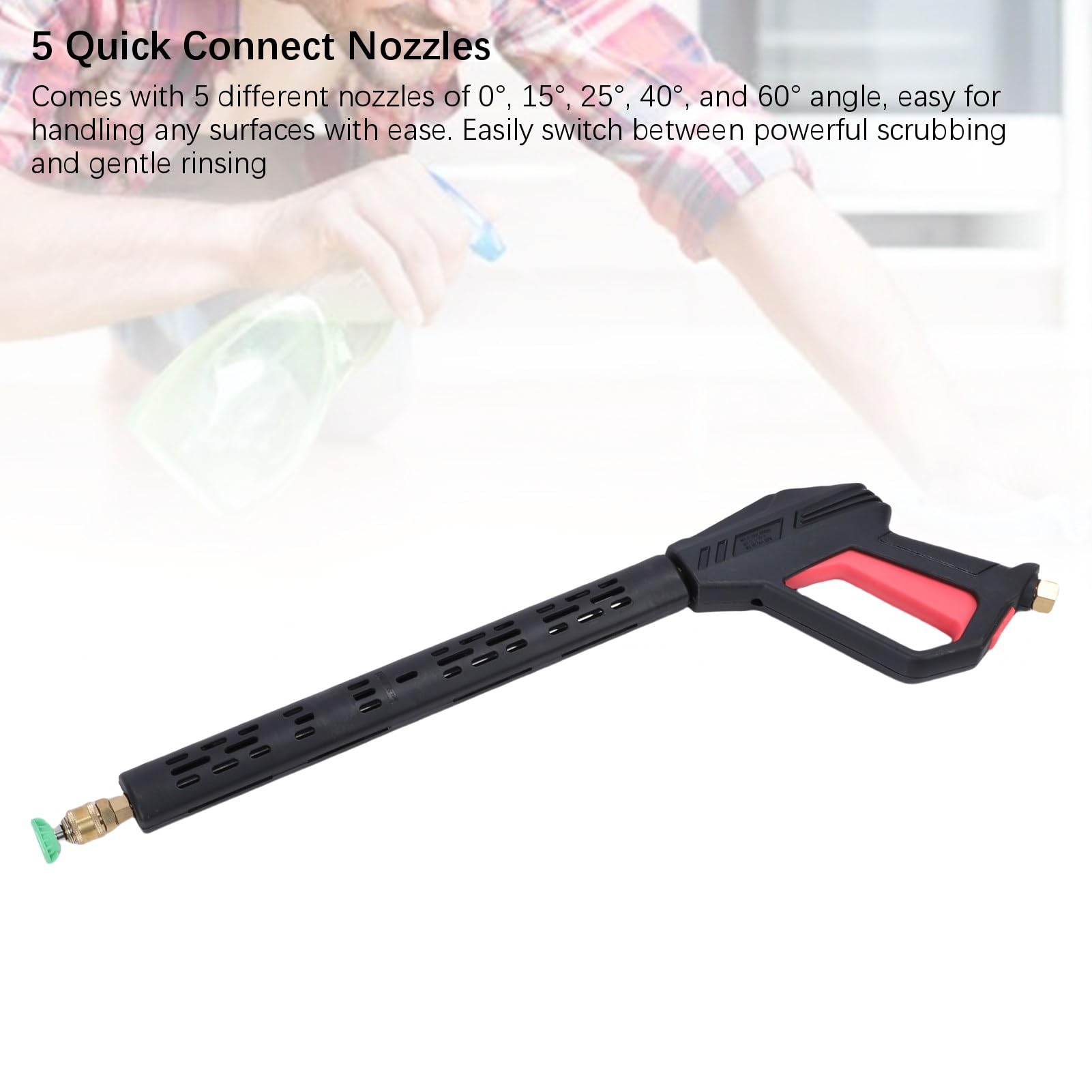 Cocoarm Kit Pistola Idropulitrice, Bacchetta Prolunga Ugello, Kit Pistola Idropulitrice Portatile Adattatore con 5 Ugelli per Lavaggio Auto, Pulizia Moto e Altro