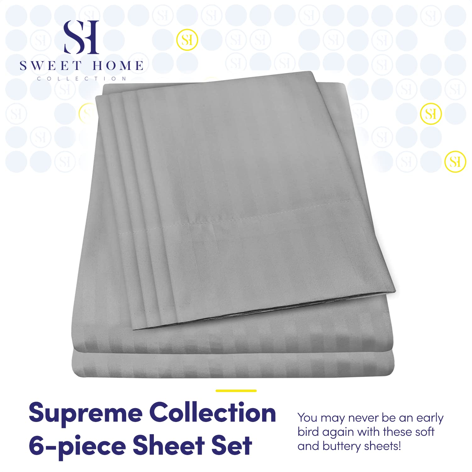 Amazon.com: Dobby Stripe Queen Sheets - 6 Piece 1500 Supreme
