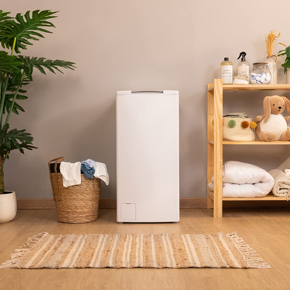 Cecotec Lavadora de Carga Superior de 8Kg Bolero DressCode Top Max 80 Inverter A. 1900W, 1300 rpm Programables, 16 Programas, Bajo Consumo, Motor Inverter Plus, Limpieza a Vapor, DelayStart