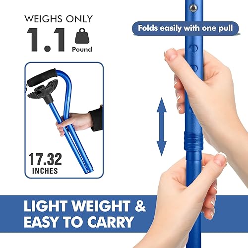 Miniatura 4 de Bastón de caminar G1 para mujeres y hombres, ligero y resistente, bastón grande de base cuádruple con pie autónomo para personas mayores y personas