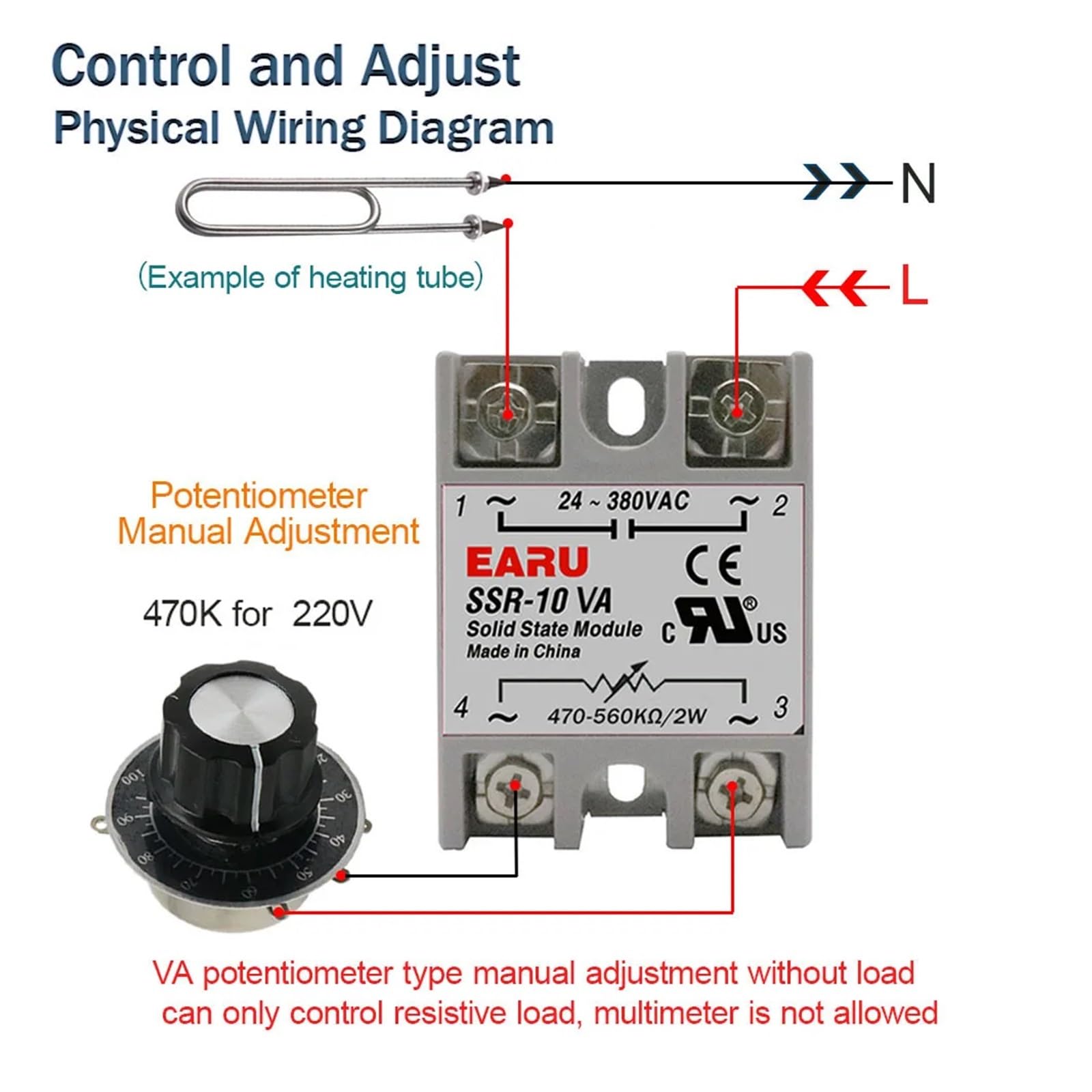 Relés 2 Unidades SSR-10VA SSR-25VA SSR-40VA SSR Relé de Estado sólido Regulador de Voltaje Salida CA 24-380 V + Potenciómetro para Controlador de Temperatura PID (Relé de Estado só