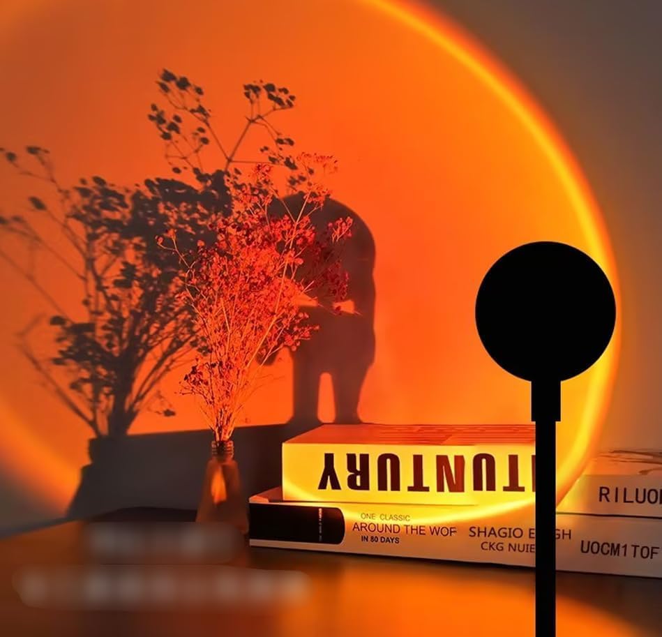 2 lámparas LED de puesta de sol, luz nocturna, luz ambiental cálida USB, proyector de decoración de fiesta de cumpleaños, luz ambiental portátil para dormitorio y sala de estar 7