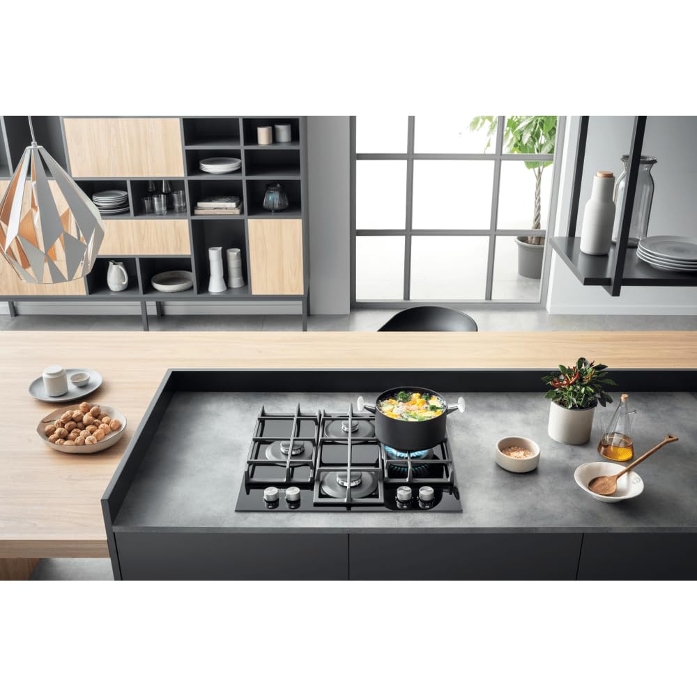 Piano cottura a gas Hotpoint: 4 fuochi, - HAGS 61F/BK