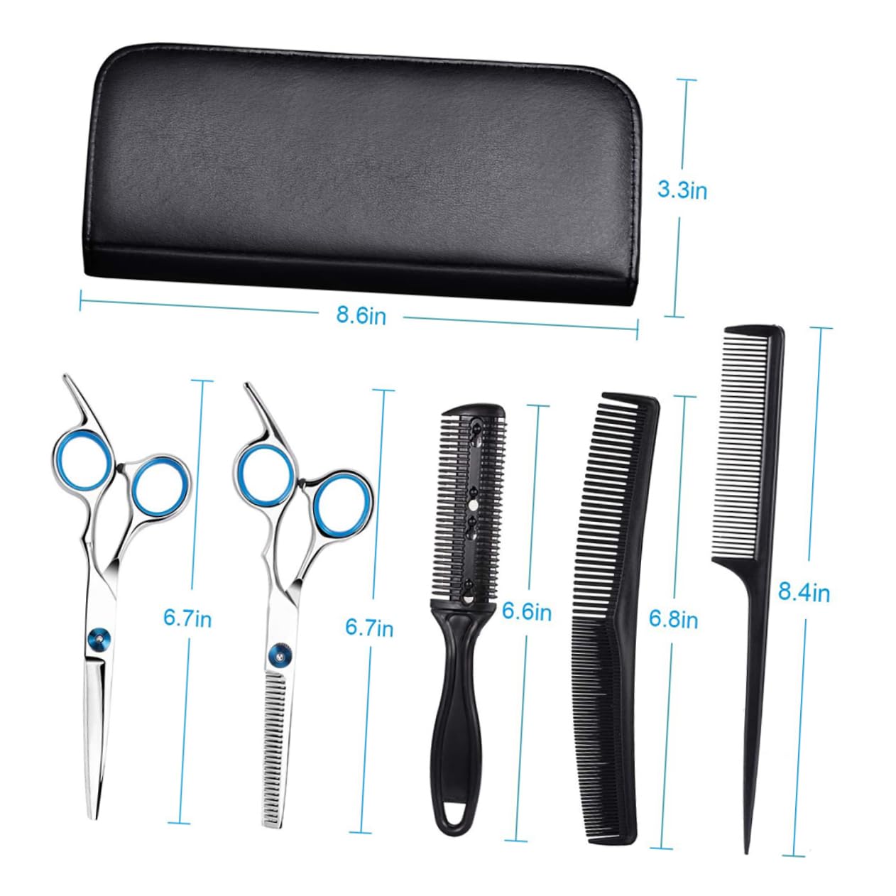 DOITOOL Ciseaux de Coiffure avec Lame Affûtée Matériel de Salon pour Coiffeur Ciseaux de Coupe de Cheveux Argent et Noir
