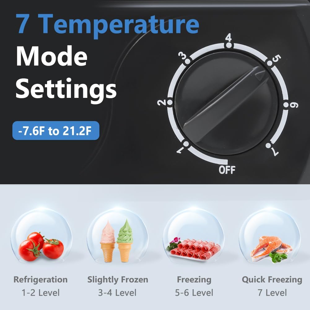 LifePlus Chest Freezer 3.5 Cubic Feet with Removable Basket and Fast Cooling, Small Deep Freezer, Adjustable Temperature, Energy Saving, Low Noise,Top Open Door Compact Freezer for Kitchen Garage