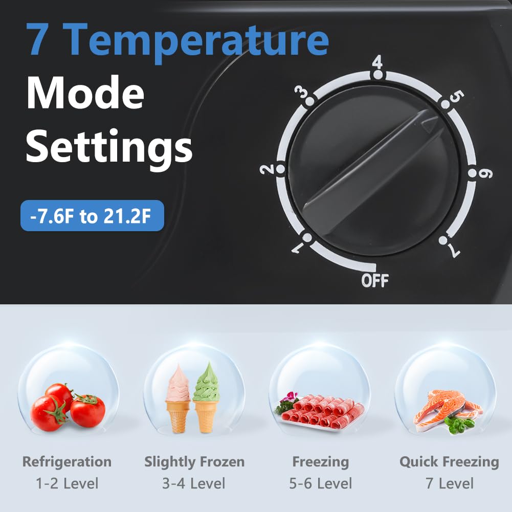 Lifeplus Chest Freezer, 3.5 Cubic Feet Small Deep Freezer Compact Top Open Door With Removable Basket, 7 Temperature Control Energy Saving Super Quiet For Kitchen Office Apartment Garage, Grey on Fridge.com - View 3