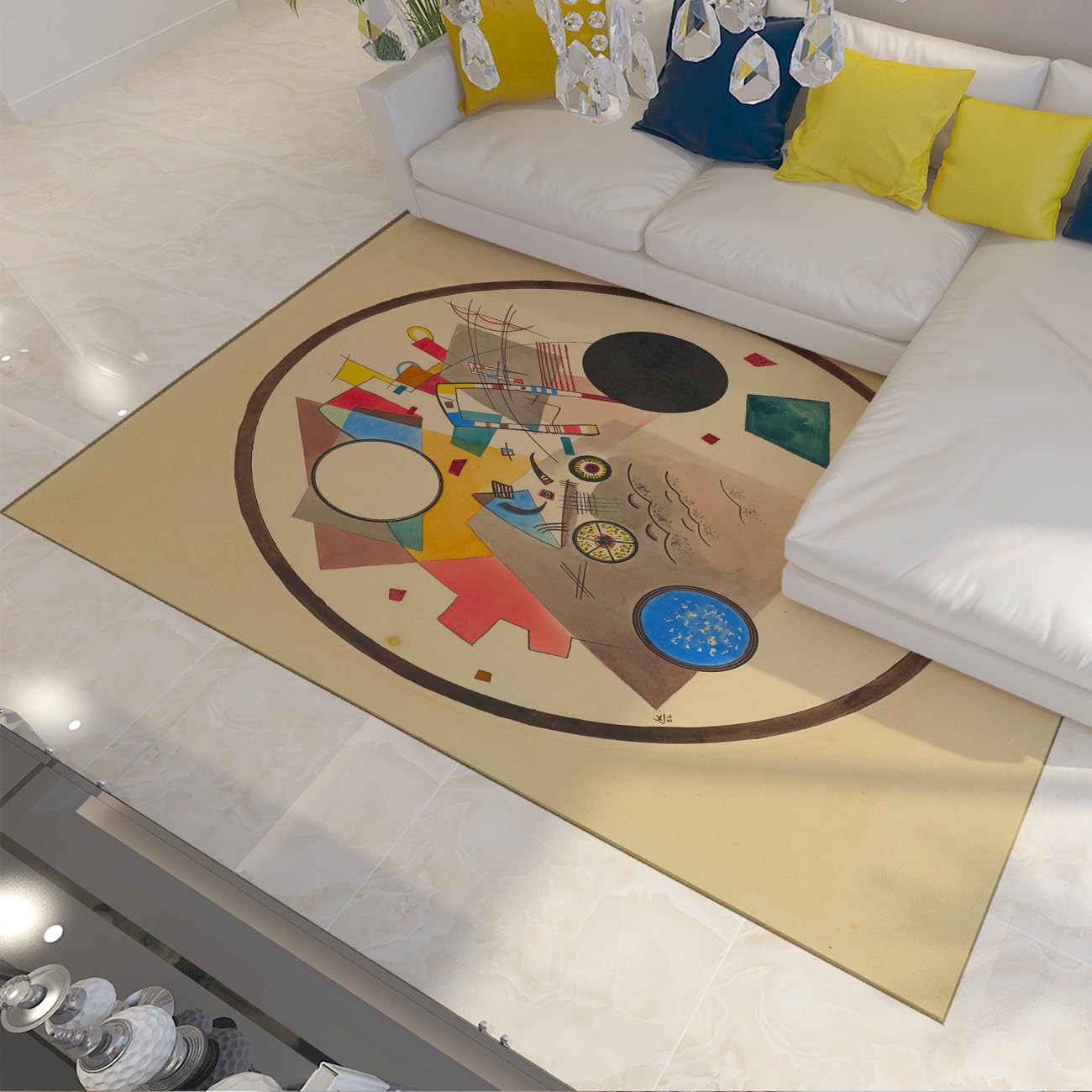 Tapis beige salon 140x200 lavable en machine pour éliminer les taches