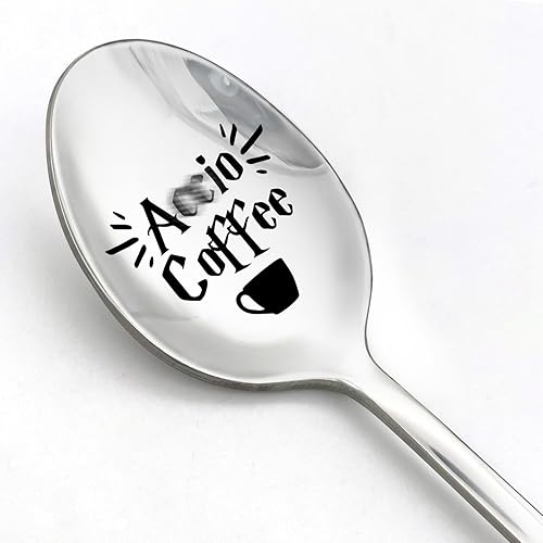 WHING Accio - Cuchara de acero inoxidable grabada para los amantes del café y el té, amantes de los libros, amigos fanáticos de Harry Potter, regalo