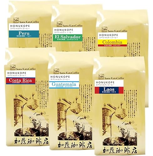 加藤珈琲店 HONUKOPEスペシャルティ珈琲・6種類飲み比べ福袋(Qペル・Qエル・Qコロ・Qコス・Qグァテ・Qラオ/各200g)＜挽き具合：豆のまま＞の商品画像（Amazon）
