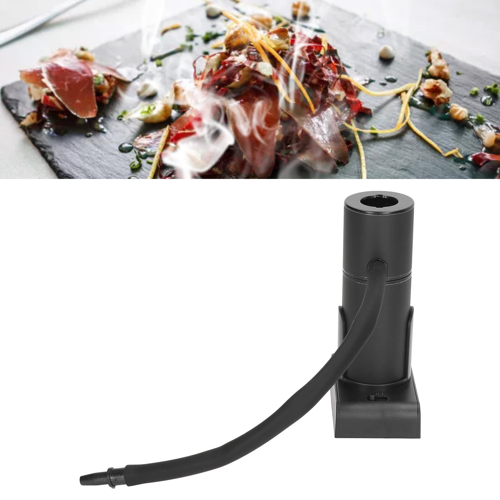 Tnfeeon Infusor de Humo de Madera Portátil, Ahumador de Aluminio Ligero para Carne, Queso y Cócteles, Diseño Portátil para Barbacoas y Fiestas (Black)