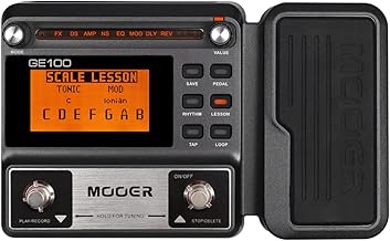 MOOER GE100 Multi-Effects Guitar Pedal with 80 Presets, 66 Effects, Loop and 40 Drum Rythm. Distortion, Expression Volume Wah Pedal, Tap Tempo, Headphone Out, LED Screen, Tuner