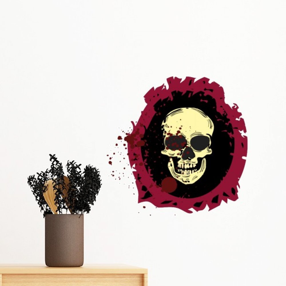 Sticker mural crâne Halloween amovible décoratif 60cm de diamètre