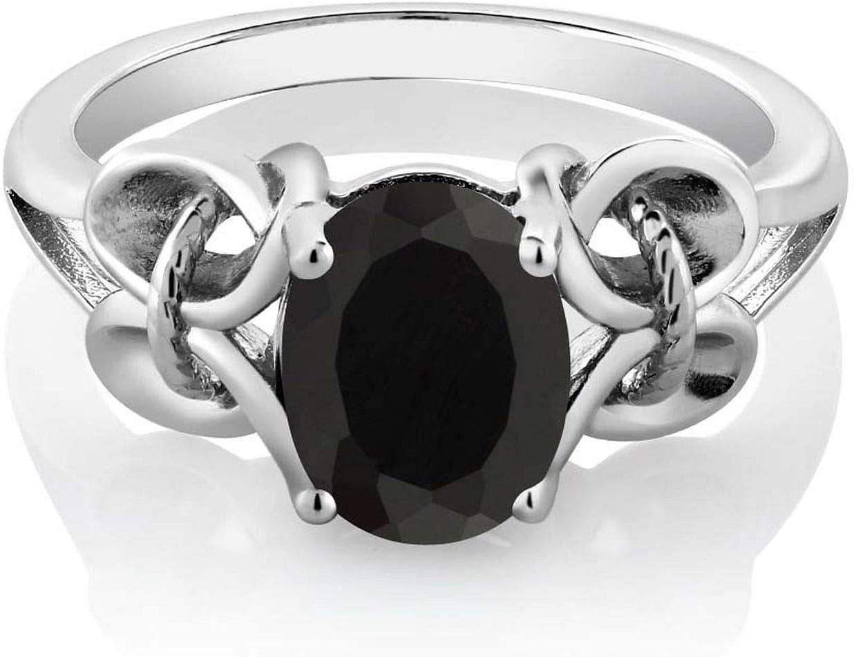 Gem Stone King Oval Gemstone Birthstone Engagement Ring For Women | 925 Sterling Silver | Oval 9X7MM | Wedding Anniversary Promise Ring | Available in size 5, 6, 7, 8, 9