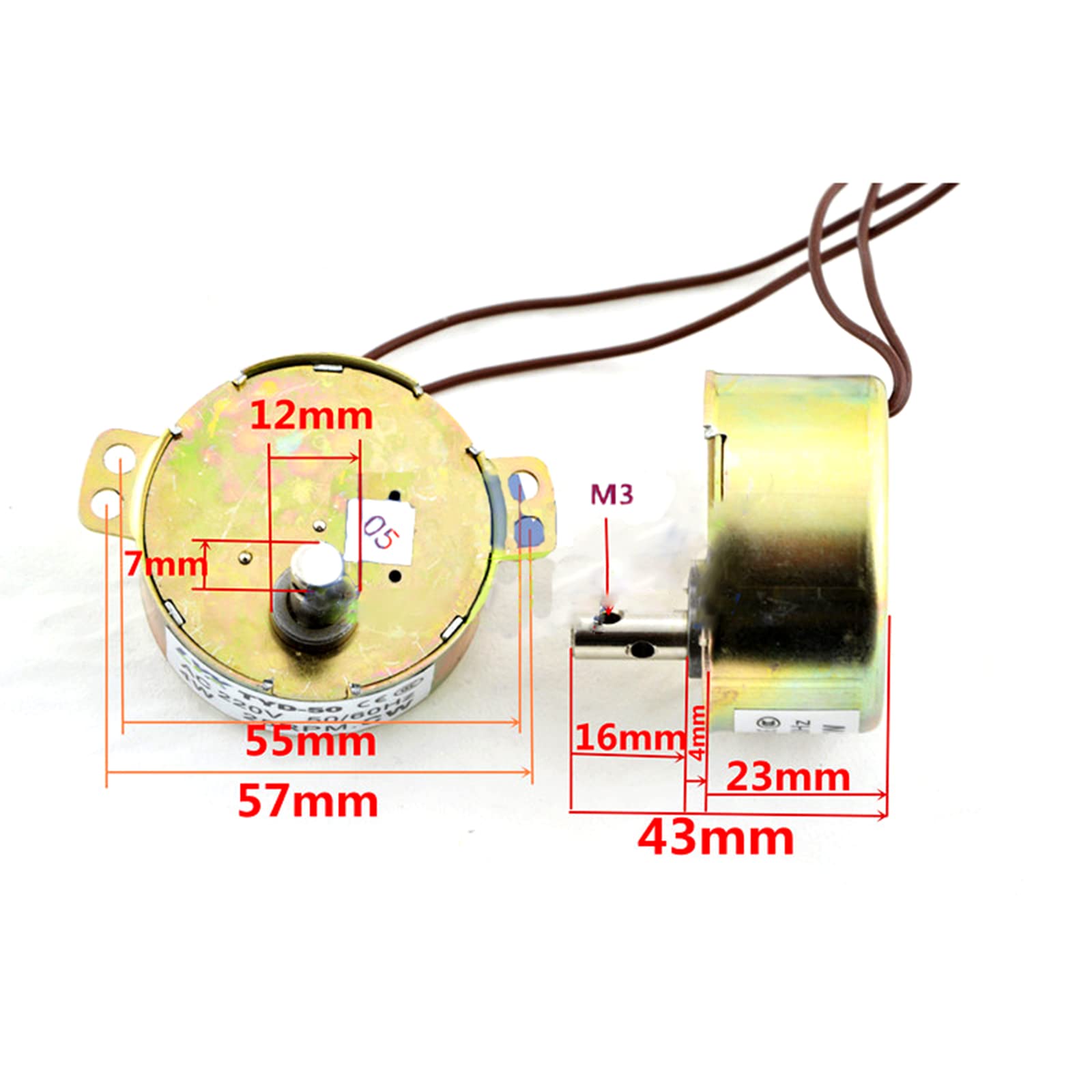 CW/CCW TYD50 AC 220V-240V 50RPM 4W 50/60Hz Średnica wału Wentylator Silnik synchroniczny do Rotate Light Box