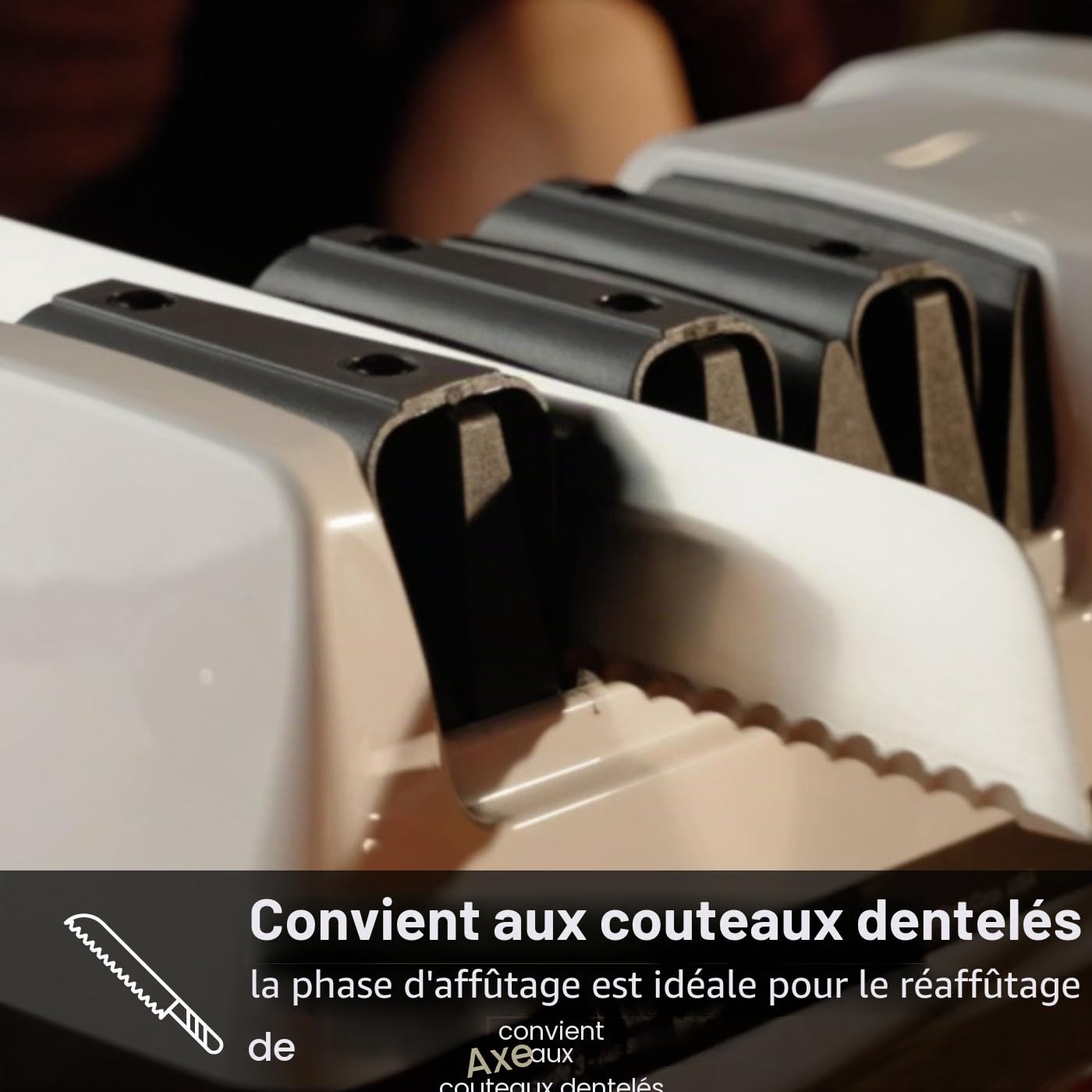 GRAEF CC120 Affûteur électrique 3 étapes, angle 20°, revêtement diamanté, pour couteaux de cuisine, chasse, professionnels et crantés, lames ultra-affûtées, blanc