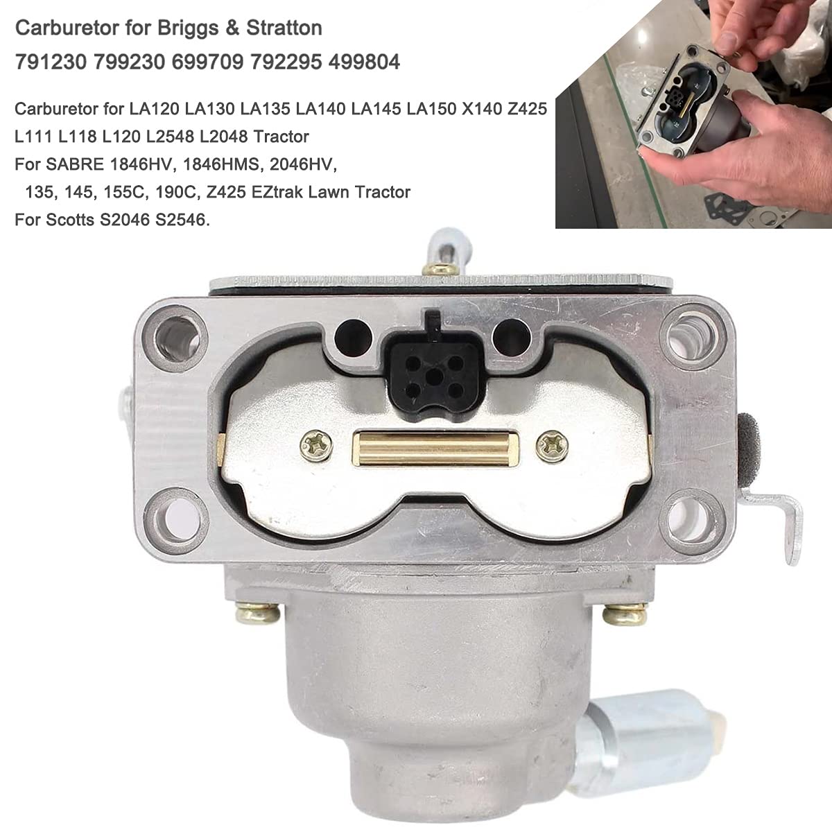 ZAMDOE 791230 799230 Sostituzione del carburatore per Briggs & Stratton 499804 699709 20HP 21HP 23HP 24HP 25HP intek V-Twin 4 Tempi Motori, con guarnizioni di Montaggio Filtri del Carburante