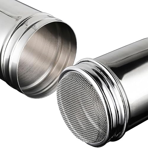 Miniatura 4 de Coctelera de acero inoxidable en polvo y azúcar, sal y pimienta, condimentos y especias con tamiz de tapa para canela, cacao y palomitas de maíz