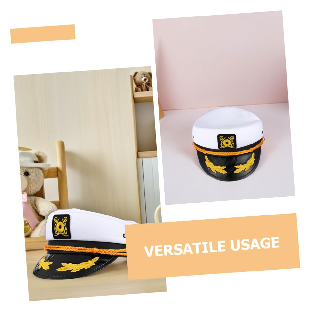 FRCOLOR 4pezzi Cappello da Capitano Nautico Regolabile Cappello da Capitano di Yacht Bianco Berretto da Marinaio da Ammiraglio per Eventi Tema e Feste