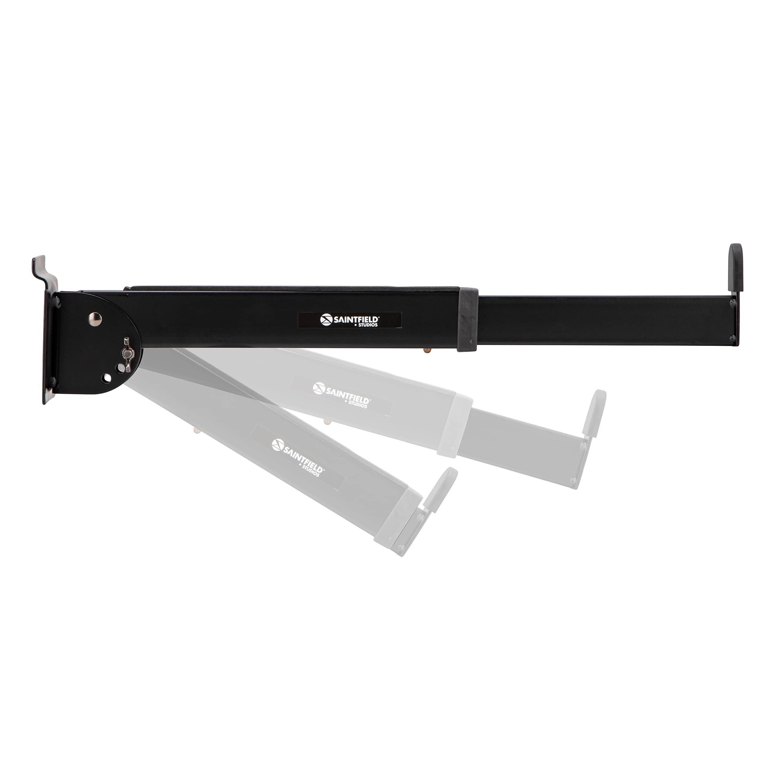Saintfield Studios - Brazos para Teclado de Slatwall - Par - Metal Negro - Ajustables con Relleno de Espuma para Estudio u Hogar - Completo con Clips de Cable de Silicona