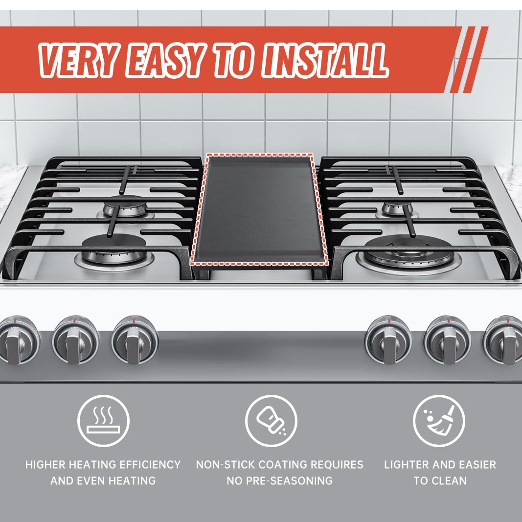 WB31X24738 - Plancha de repuesto para estufa de gas GE, WB31X24998, bandeja central de hierro fundido para piezas de cocina de gas, estufa superior, sartén y placa de cocina 4