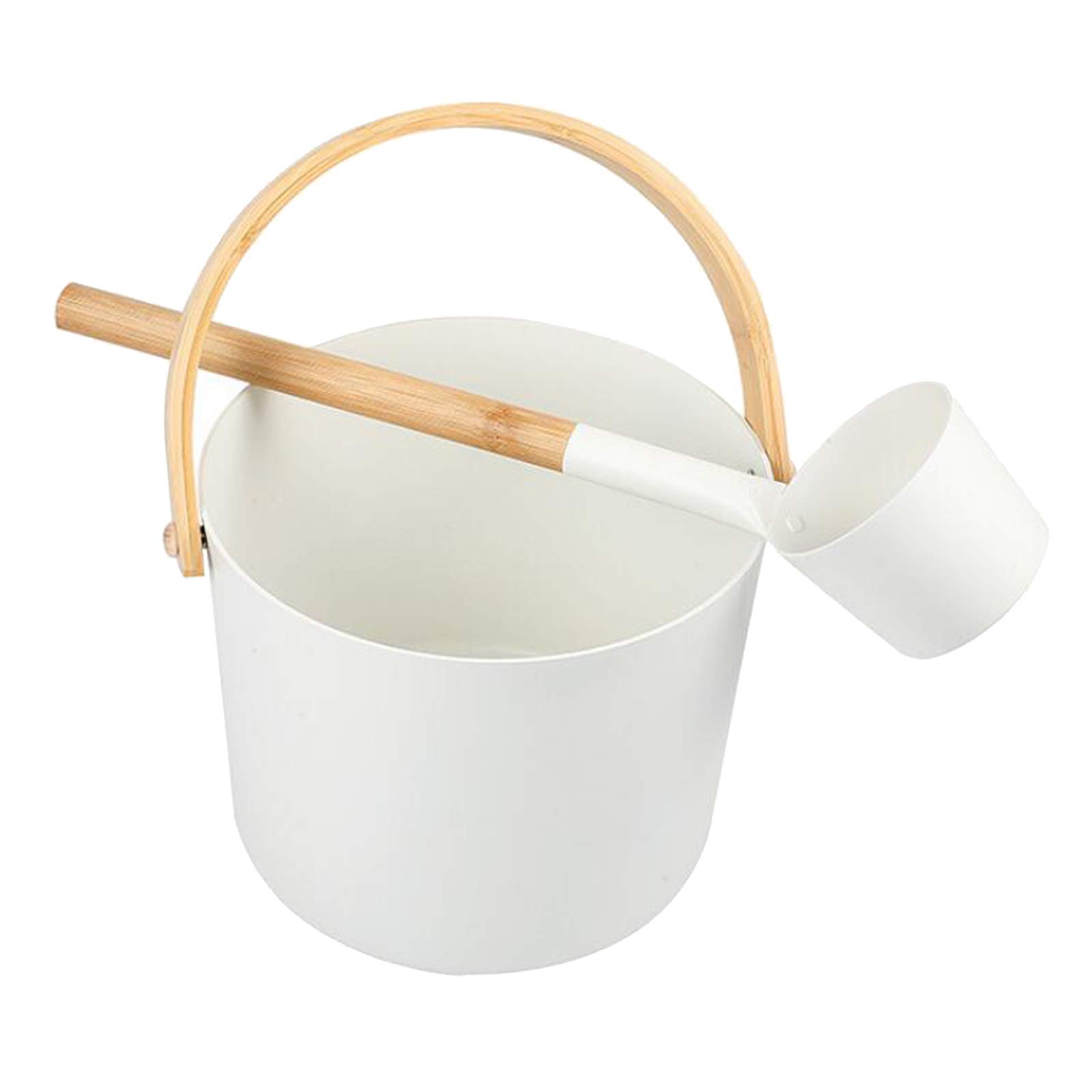 Retro Aluminum Sauna Bucket Barrel with Laddle Scoop Kit 5L White_Style A | Yard, Garden & Outdoor Living | Pools & Spas | Sauna Parts & Accessories-image-42