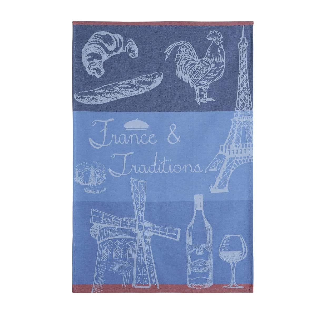 Coucke French Cotton Jacquard Towel, France et Tradition, Blue, 20-Inches by 30-Inches, 100% Cotton