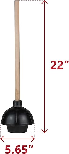 Miniatura 3 de SteadMax Émbolo de inodoro resistente, taza de goma de doble fuerza de empuje de grado comercial con mango de madera (22 pulgadas)