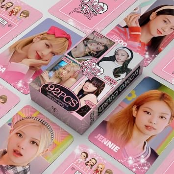 92 Pieces Bp Lomo Cards 6X9Cm, Black-P Photocard Black&Pink Box Cards Pack for Fans/J
