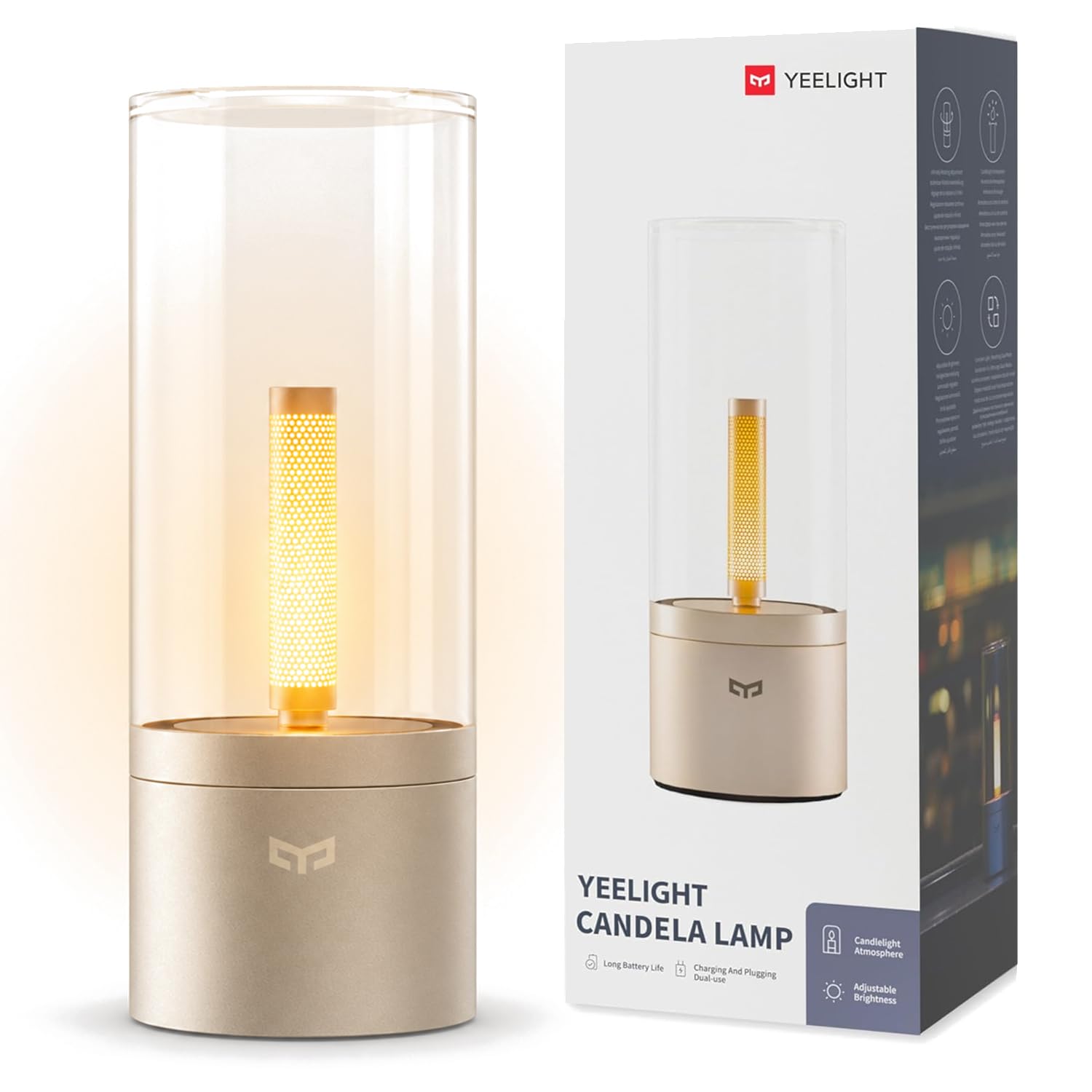 Photo 1 of YEELIGHT Cordless Table Lamp, Portable Ambient Lighting, 1800K Warm Amber Light, USB-C Rechargeable, Twist Dimming, Candlelight Breathing Mode, Battery Operated Lamp for Home, Table, Bar, Cafe Decor