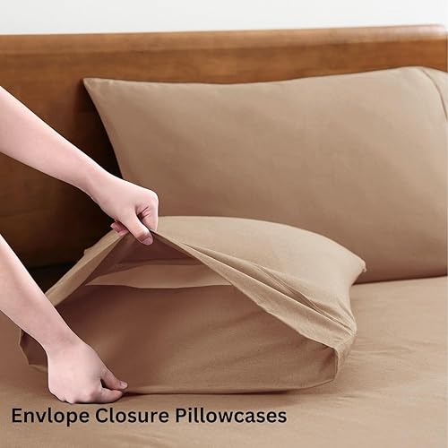 Miniatura 6 de LANE LINEN Juego de sábanas de 3 piezas 100% algodón orgánico percal puro transpirable para colchones de hasta 15 pulgadas de profundidad, color