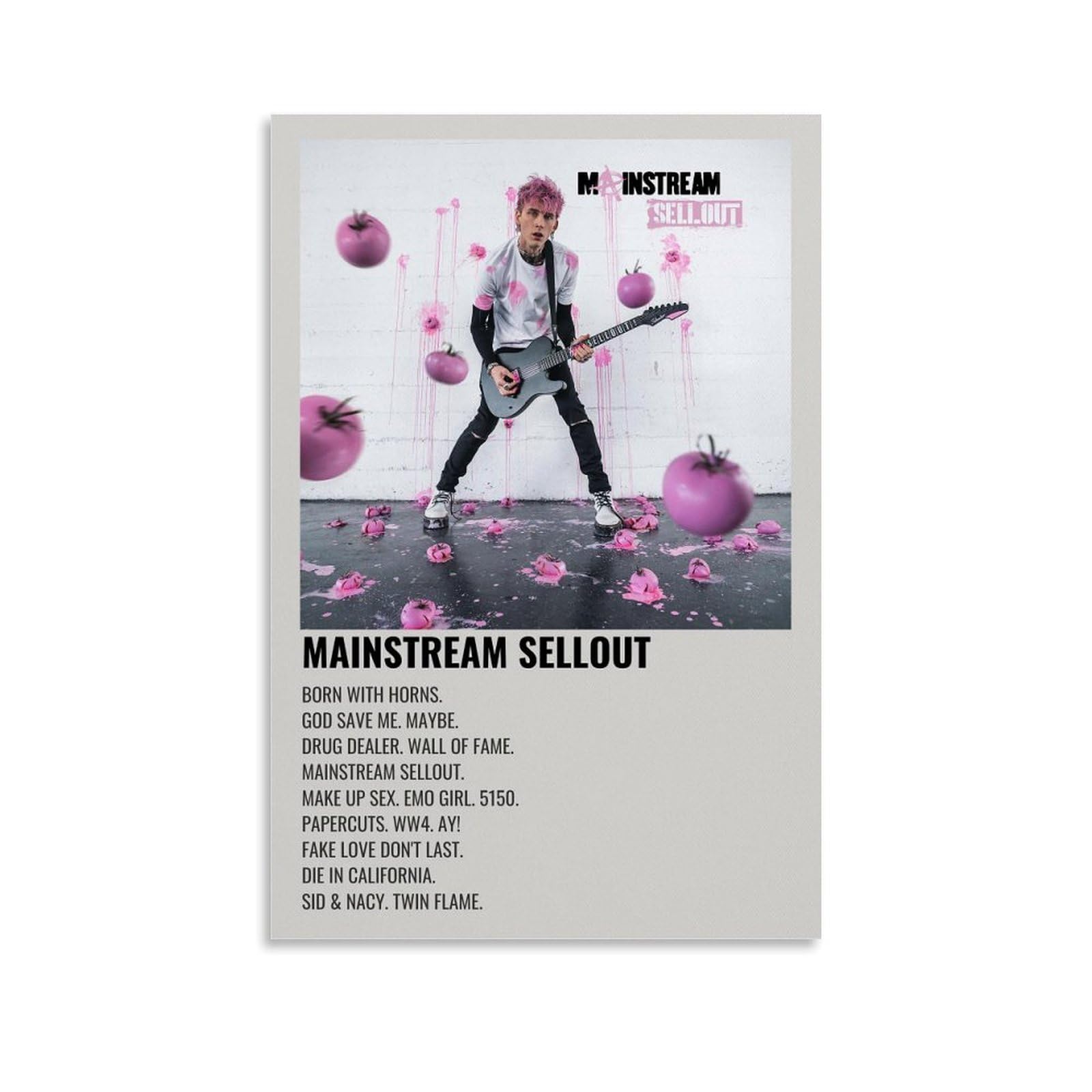 Whbaq Unframe-Style Machine Gun Kelly Poster Album Poster Canva Colourfast Wall Art Decorative Painting For Living Room Bedroom Home Decor 08X12inch(20X30cm)
