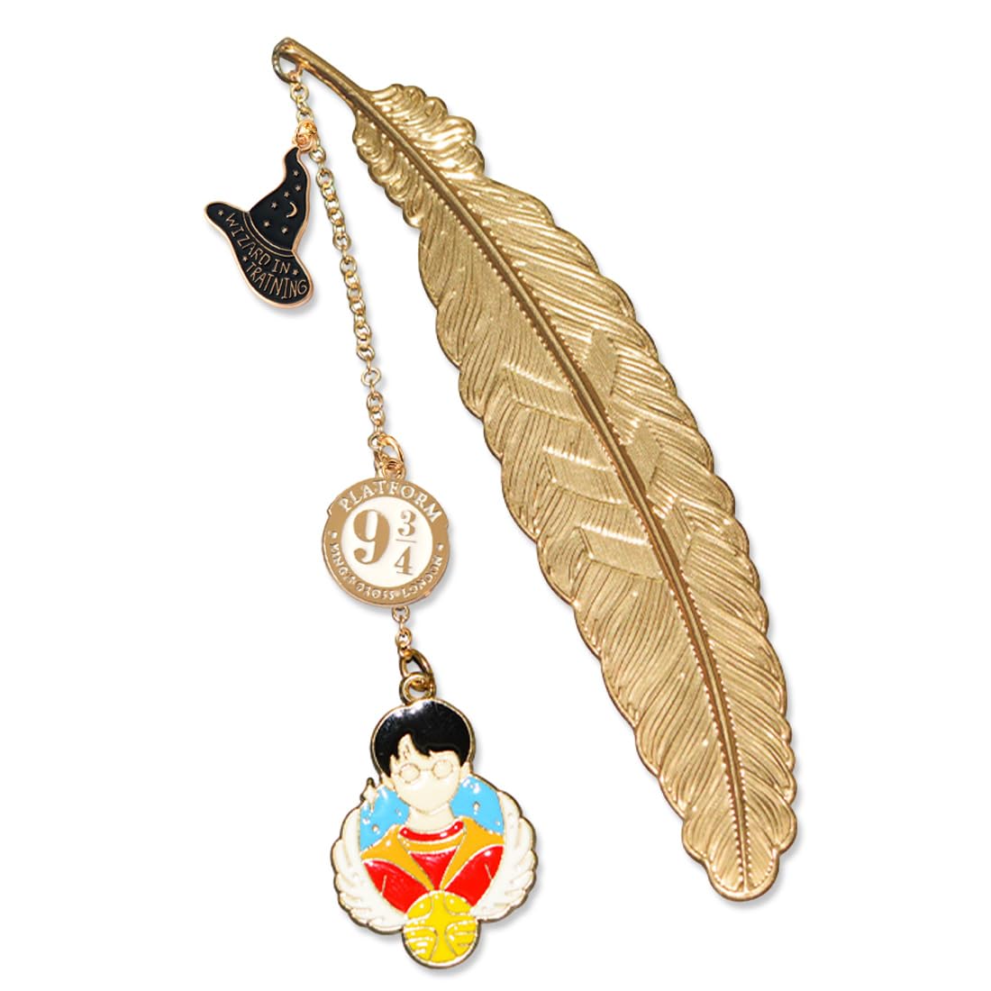 KSJEHW Marcapaginas Especiales Originales, Marcadores Clásicos, Marcapáginas de Hojas de Plumas de Metal, Sombrero Seleccionador, Andén 9 y 3/4, Harry, Un Regalo para el Mago
