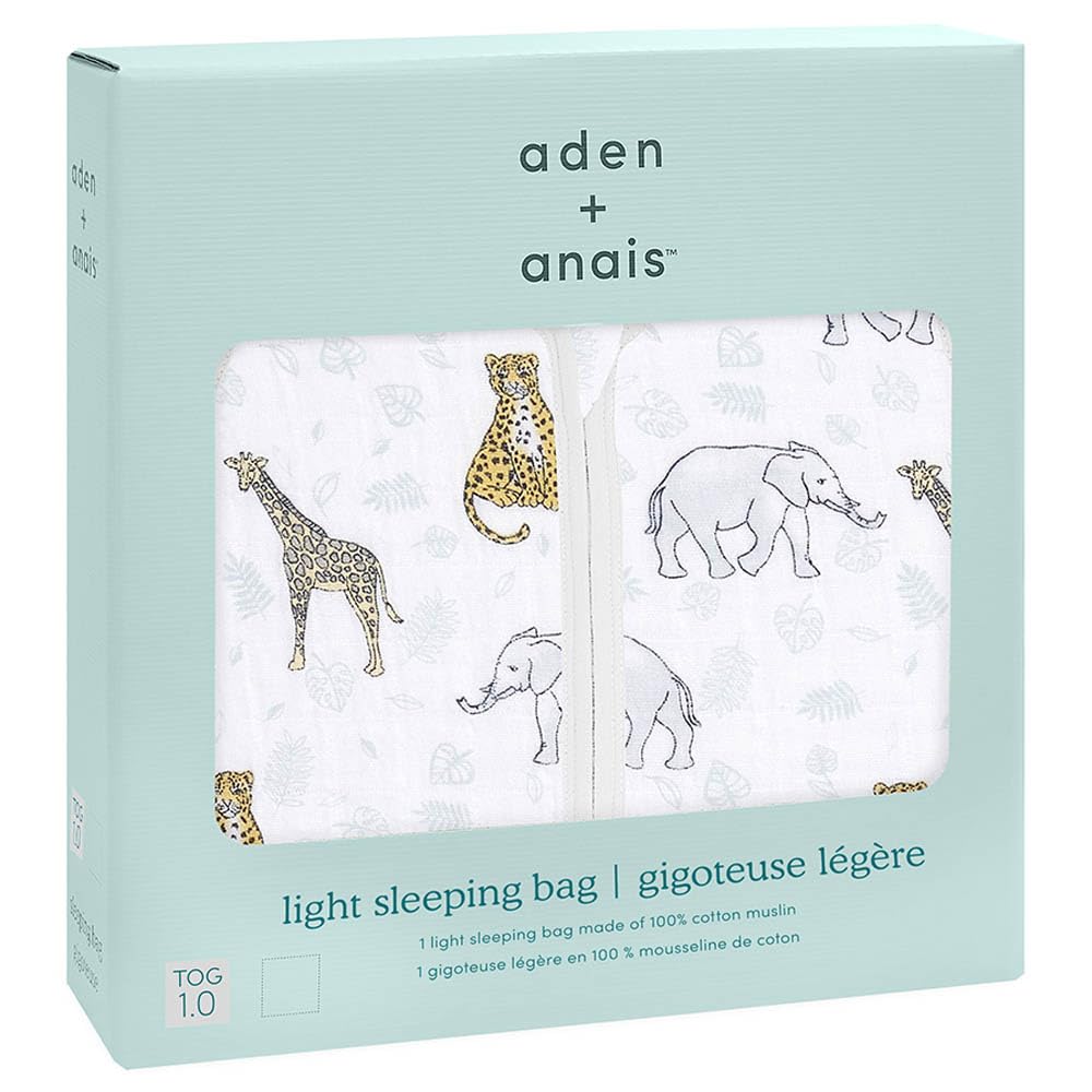 Aden + Anais Gigoteuse d’été légère pour bébé en Mousseline 100% Coton 1,0 TOG, garçon et Fille, 6-18 Mois, 90cm x 33cm, Largeur Poitrine 31cm, Largeur du Bas 55cm, Imprimé Jungle