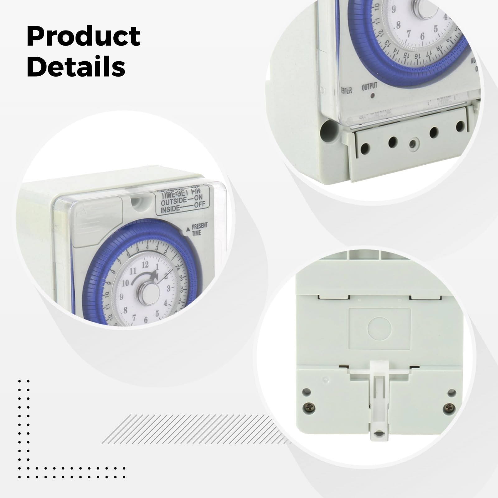 Mechanische Zeitschaltuhr 20 A 100-240 V AC, präziser mechanischer Einstellknopf mit klarer Skala, programmierbarer AC-Timer für Haushaltsstromsteuerung, kompakte Bauform, Staubschutzabdeckung