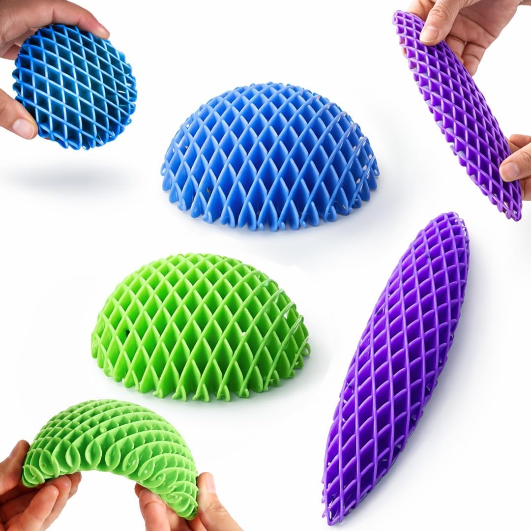 Mini Fidget Worm Toys 3 Pack, Stress Relief Sensory Slug Fidget Toy for Anxiety Focus and Relaxation, Stretchy Elastic Mesh Desk Fidgeting Toys