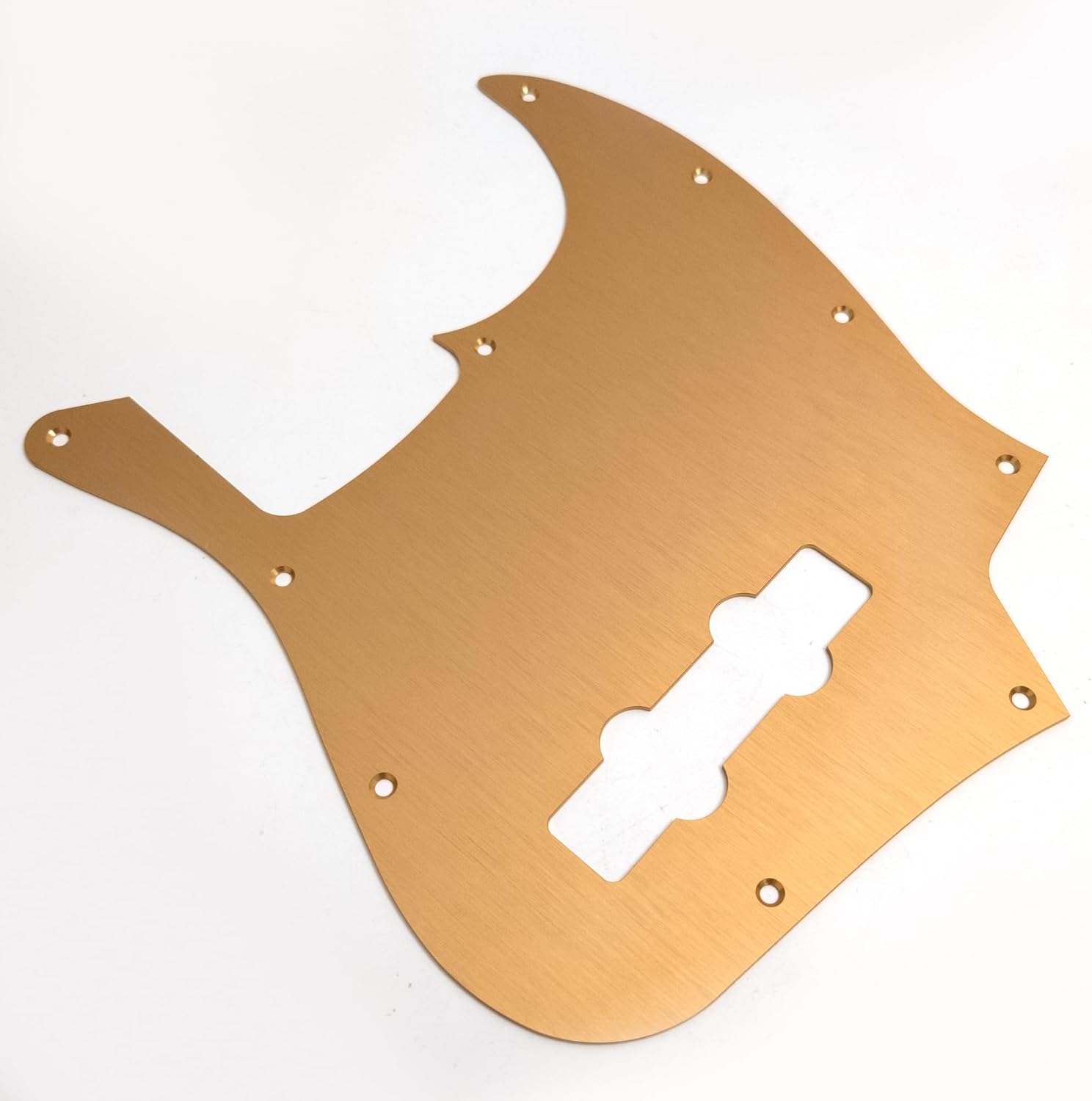 10 Hole 4 String Bass Guitar Pickguard Brushed Aluminum Anodized For Jazz Bass Guitar Scratch Plate for US/Mexico Made Standard Jazz Bass Style Guitar Parts (Gold)