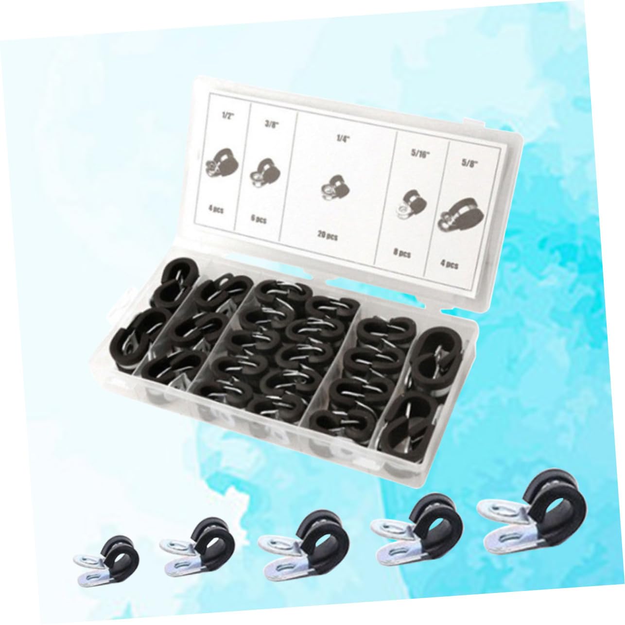 42 Stück Teiliges Schlauchklemmen Set aus Verzinktem mit Gummibeschichtung Vielseitig für Kraftstoffleitungen Luft und Wasserschläuche Robust und Langlebig für Auto und