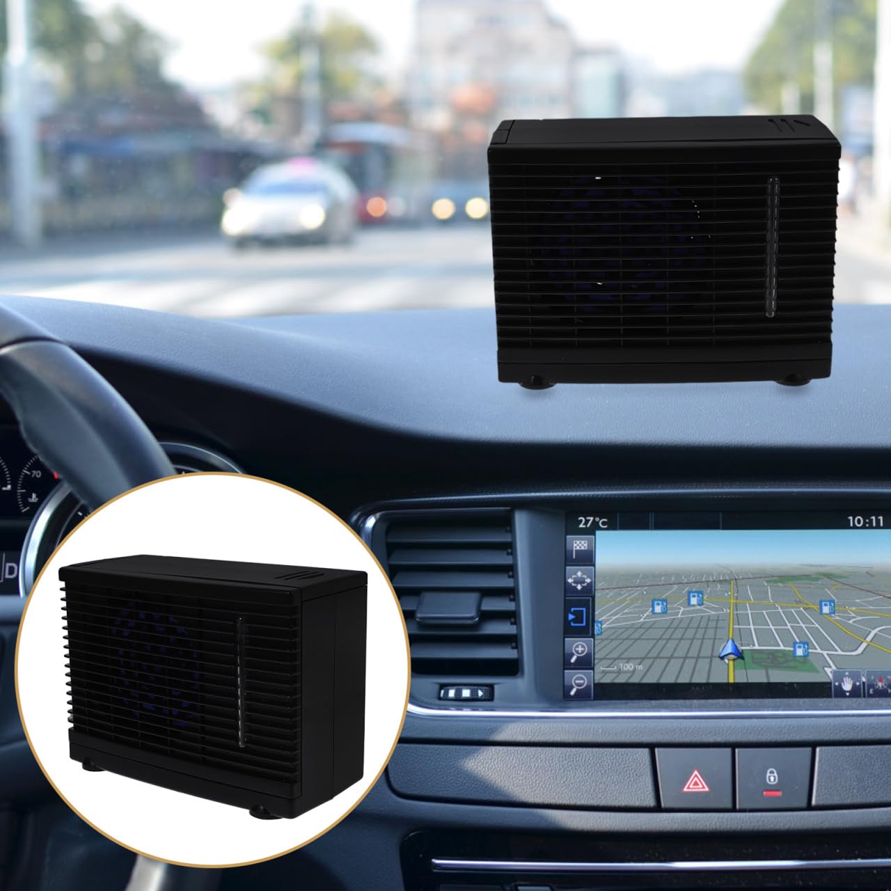 SOLUSTRE Mini Condizionatore Portatile 12V Per Auto, Ventilatore Di Raffreddamento Silenzioso Con Adattatore Per Sigaretta, Ideale Per Auto, Casa, Ufficio E Campeggio