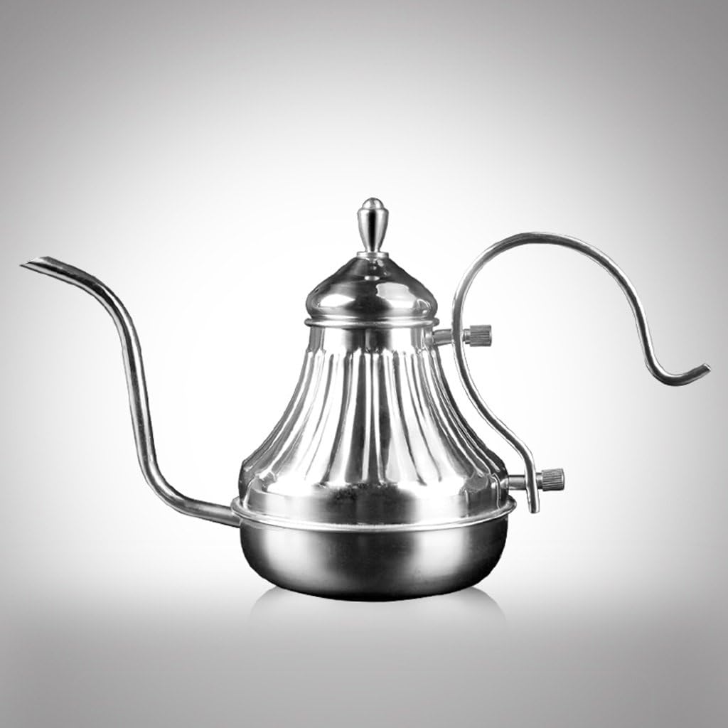 Stainless Steel Mouth Coffee Pot, Manual Coffee Pot, Silver