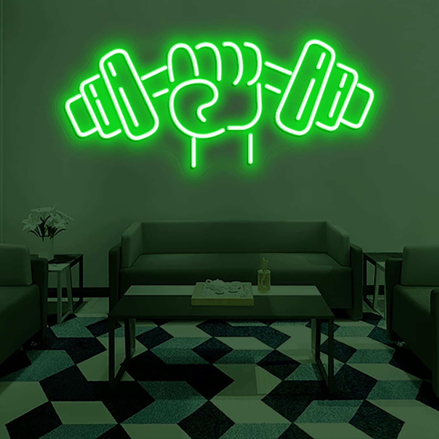 Gym Neon Sign, Gym Neon Light, Gym Wall Art, Gym Wall Decor, Dumbbell - View #2