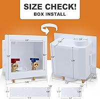 Vista 4 de SUNGATOR Pex - Caja de salida para lavadora con drenaje central, caja de válvula para lavadora de lavandería, entrada de crimpado Pex de 1/2 pulgada