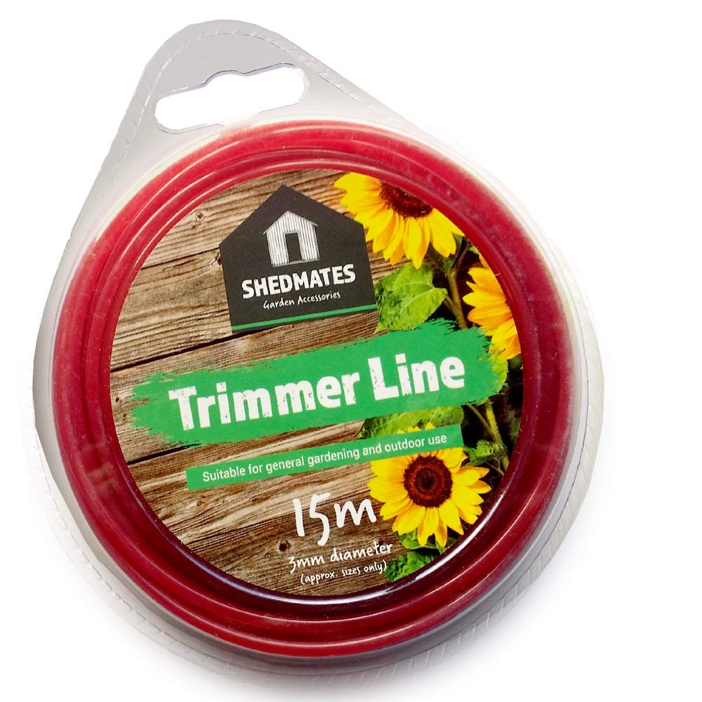 Shedmates TRIMMER LINE WIRE 3mm x 15m HEAVY DUTY GARDEN HEDGE GRASS STRIMMER REFILL REEL