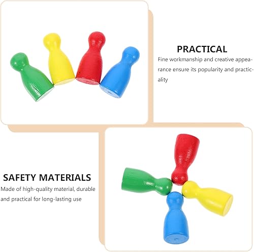 Miniatura 8 de 48 piezas de ajedrez de madera para juegos de mesa, peones multicolor con forma de humano, accesorios de ajedrez volador y damas, 0.98 x 0.39 x 0.39