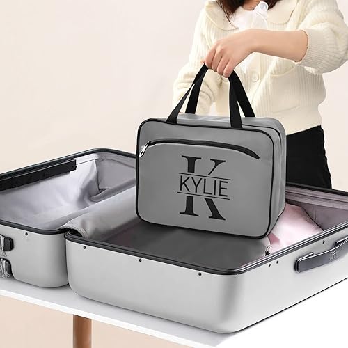 Miniatura 92 de Sinestour Neceser personalizado para mujeres y hombres, organizador de maquillaje de viaje con gancho para colgar, bolsas de cosméticos, bolsa