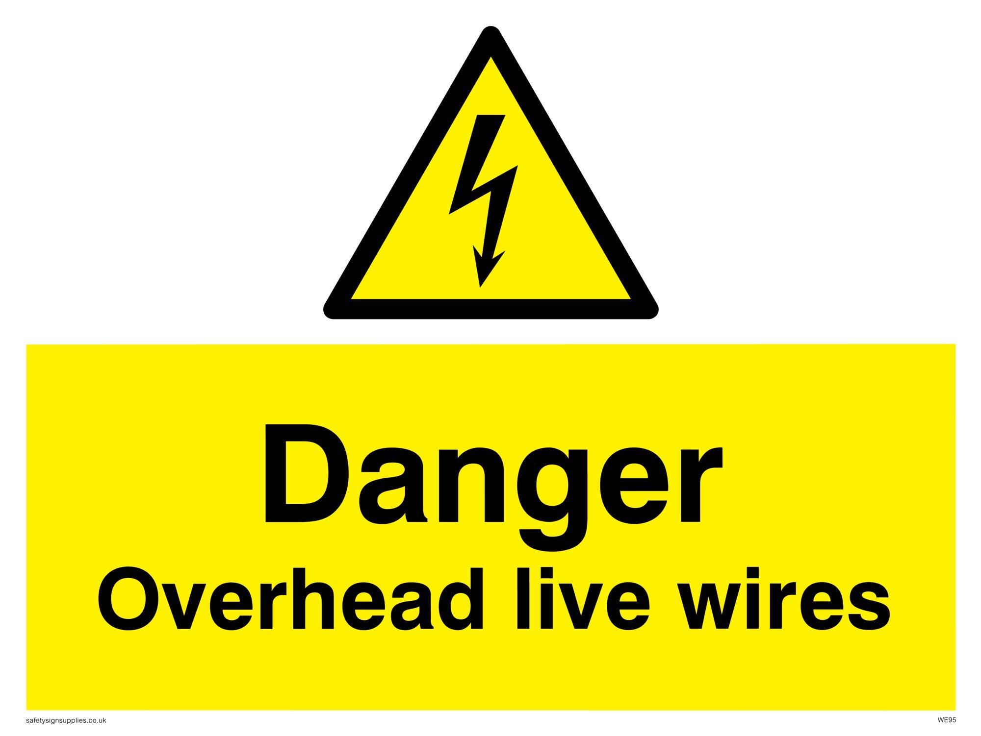 Viking Signs WE95-A3L-AC "Danger Overhead Live Wires" Sign, Aluminium Composite, 300 mm H x 400 mm W