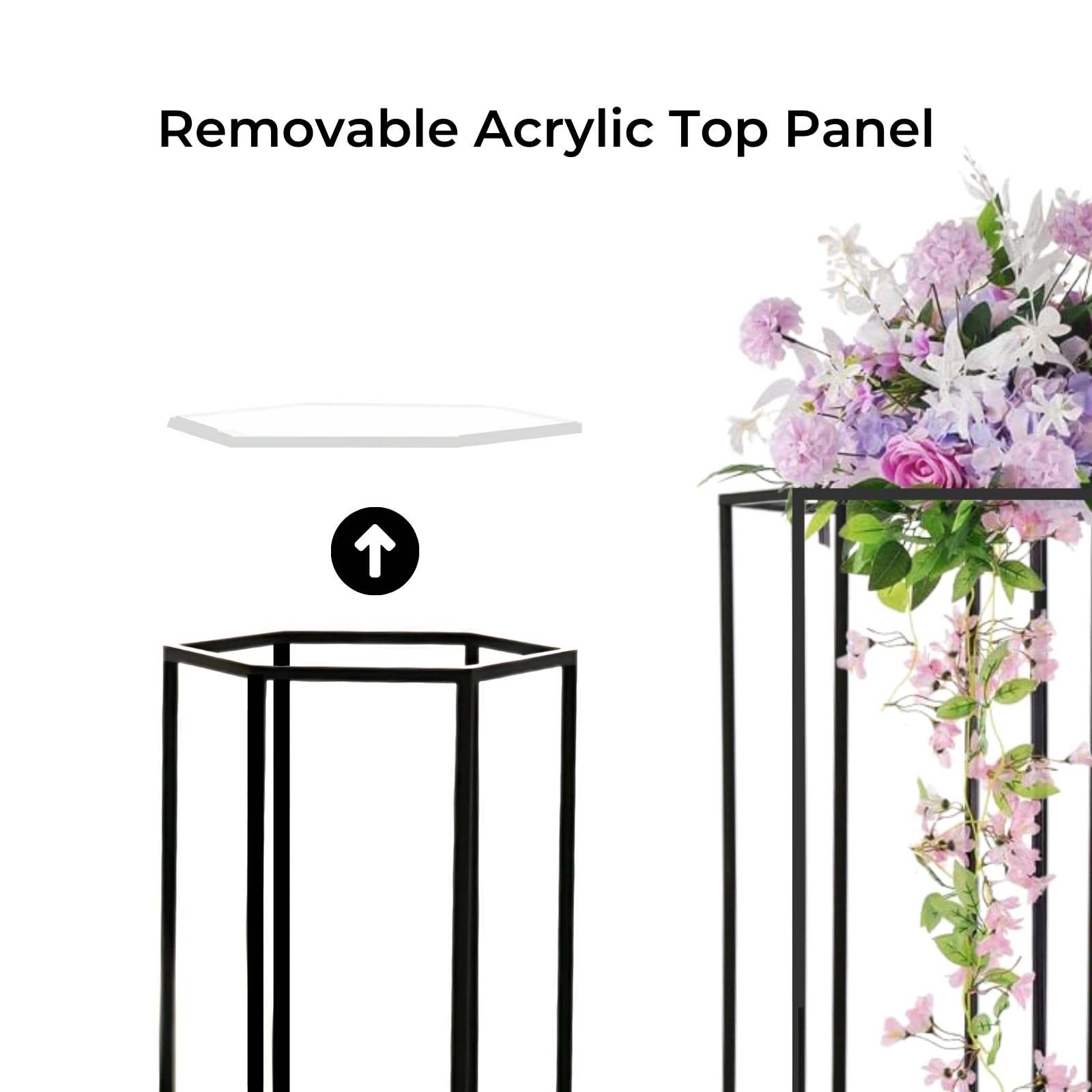 3 soportes cilíndricos hexagonales de metal para fiestas, pedestal de pasteles, soporte de flores para boda, soporte de plantas para cumpleaños, boda, sala de estar, patio, decoración de