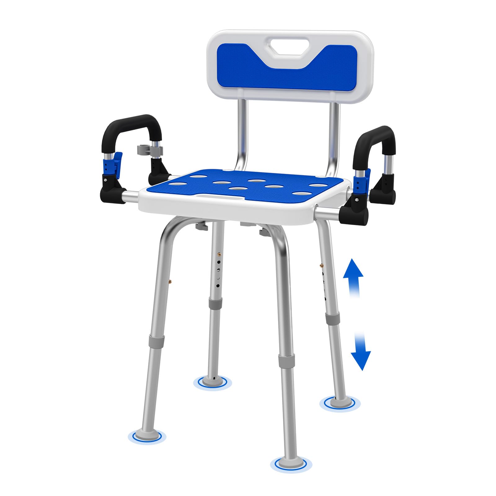 Shower Chair for Seniors Elderly Handicap Disabled Or Bariatric Adults Heavy Duty 500 Lbs Adjustable Stool with Arms and Back Bench Seat for Inside Shower Stall and Bathroom Bath Tub Chairs