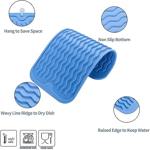 Miniatura 152 de Tapete de silicona para secado de platos para múltiples usos, fácil de limpiar, ecológico, resistente al calor, tapete de silicona para encimera