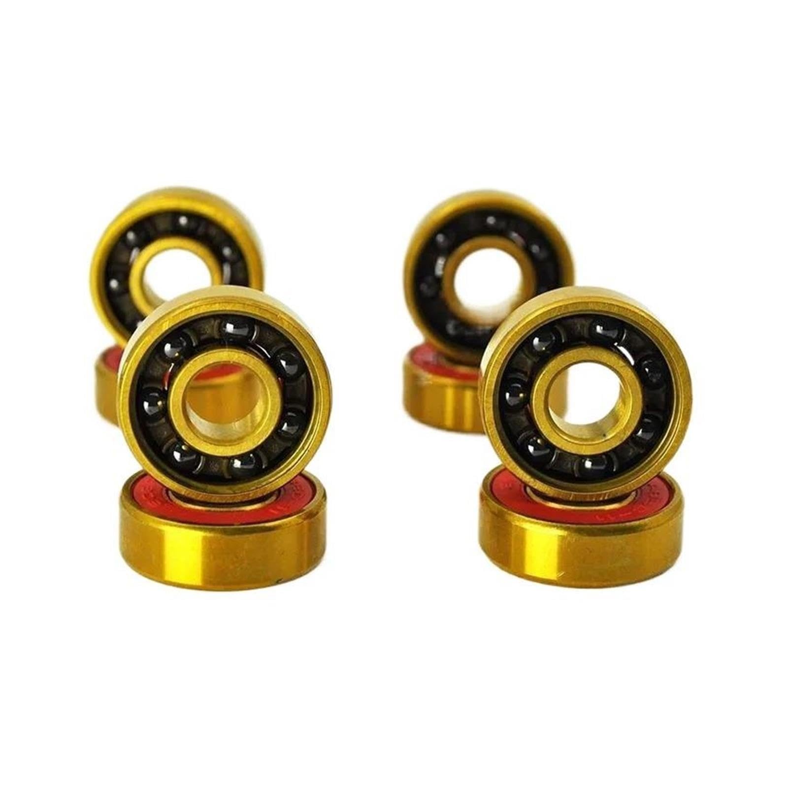 16 pz 608 2RS Hybrid Cuscinetto A Sfere In Ceramica Nera 8 * 22 * 7mm Nitruro di Silicio Roller Skate Skateboard Ruota Cuscinetti Longboard D'oro
